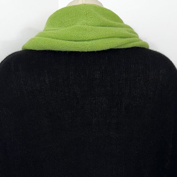 Peru Etnico Baby Alpaca Wool Knit Turtleneck Poncho Black Green OS - Picture 7 of 10